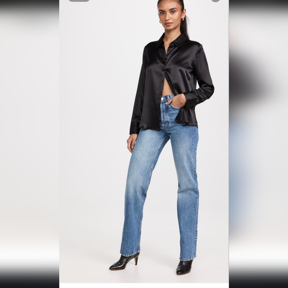 Reformation Women's Elegant 100%‎ Silk Black Shirt - Picture 7 of 9